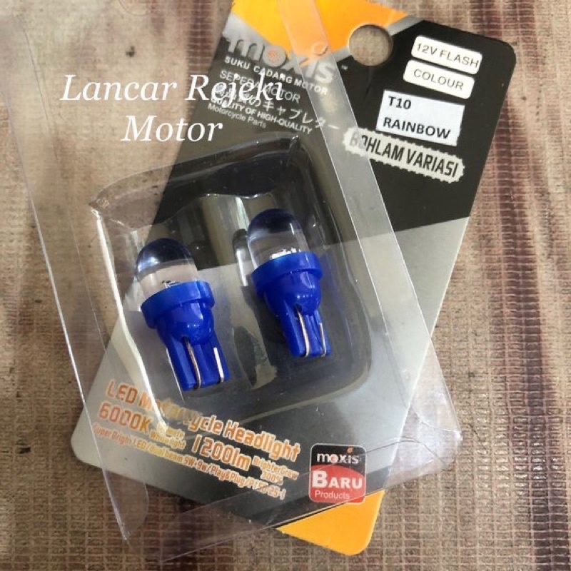 Sepasang Variasi Dop Bohlam Lampu Sein Reting Kota Rainbow Kedip Ganti Warna T10 12V UNIVERSAL