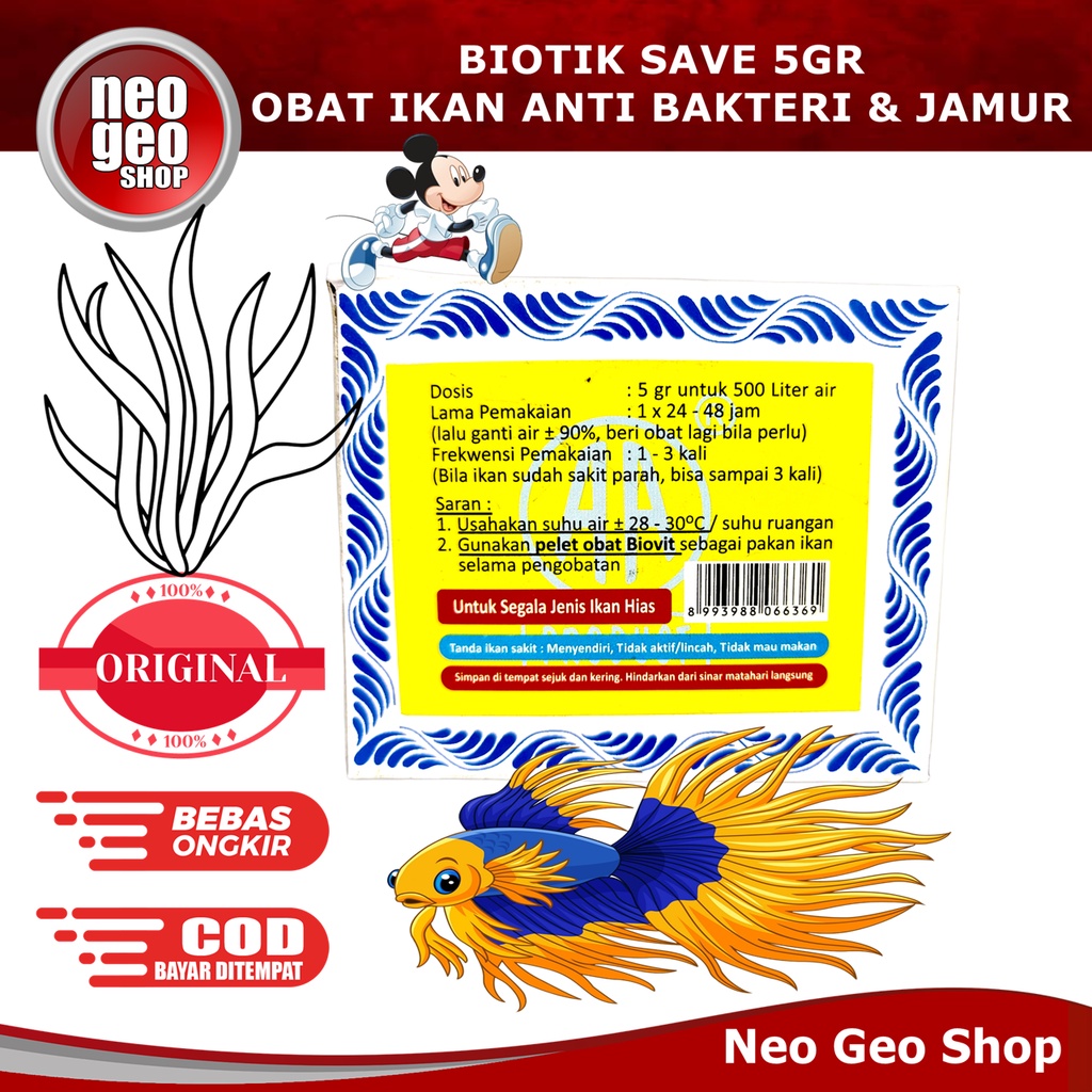 BIOTIK SAVE Obat Ikan Hias Koi 5g 5gr 5 gr Anti Bakteri dan Jamur