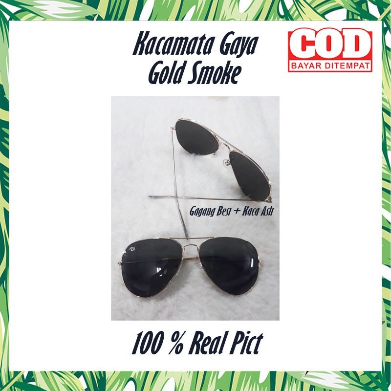 PROMOO!!!!Kacamata Fashion / / Kacamata frame besi / Kacamata Lensa Kaca/Gold Smoke/nastushaa