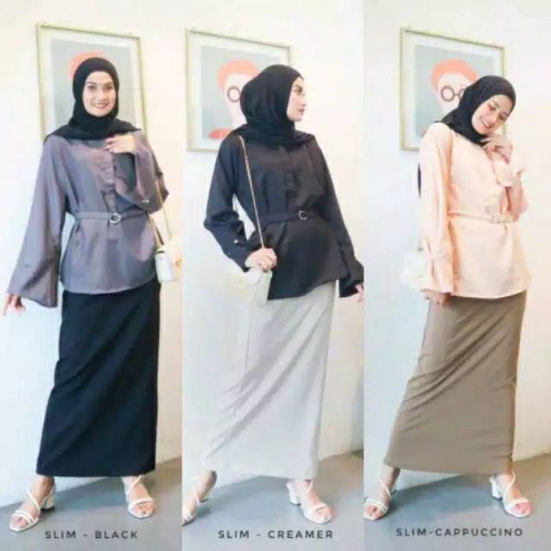 Rok Span Tanpa Belahan Belakang Size Jumbo XXL / Rok Kerja Wanita / Span Scuba Tanpa Belahan Belakang