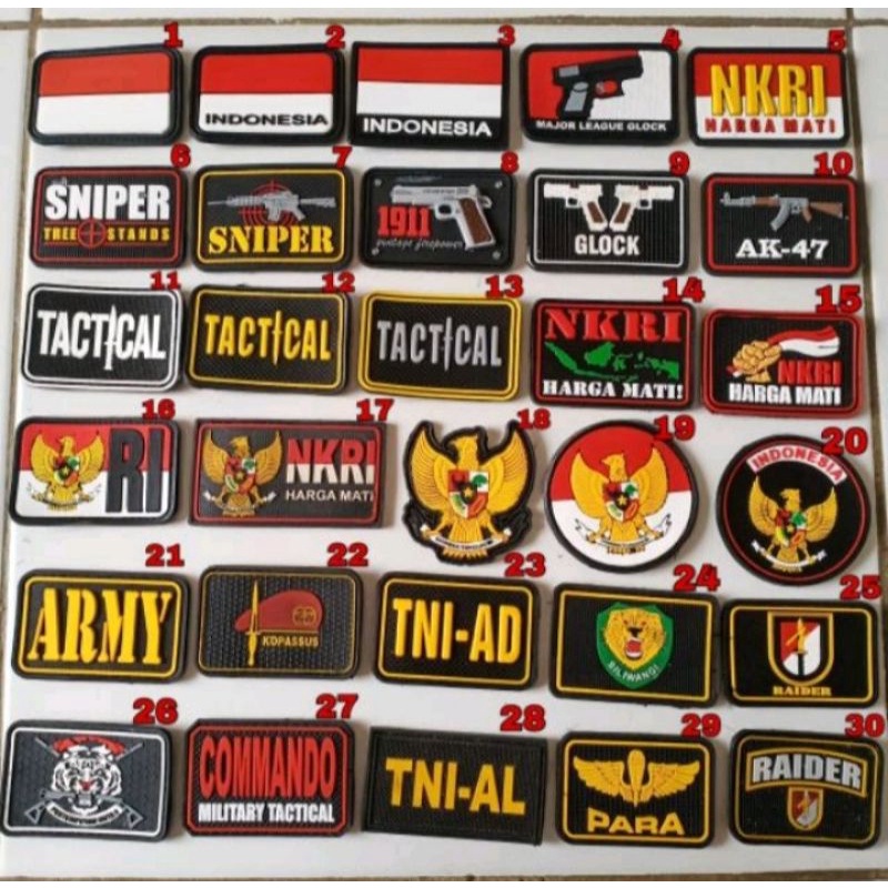 Patch rubber LOGO tempelan emblem karet velcro topi / jaket / kameja / baju tactical airsoft outdoor