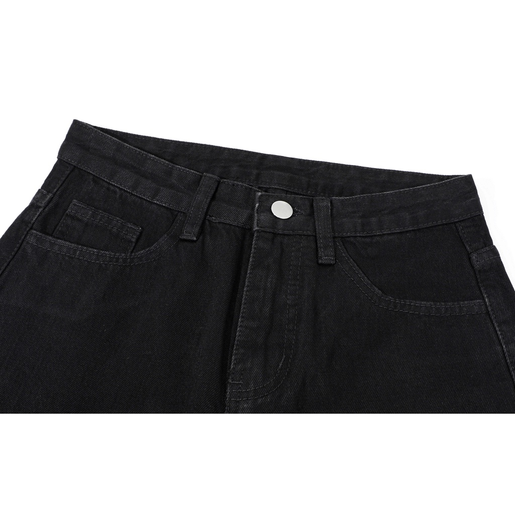 new highwaist celana jeans panjang wanita hitam murah（realpict）