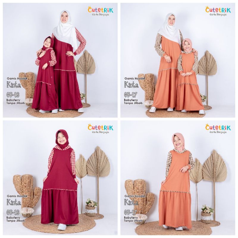 [Bisa COD] Gamis Anak / Baju Anak Cutetrik Kaos Babyterry Hoodie Sporty Bisa Couple Ibu dan Anak