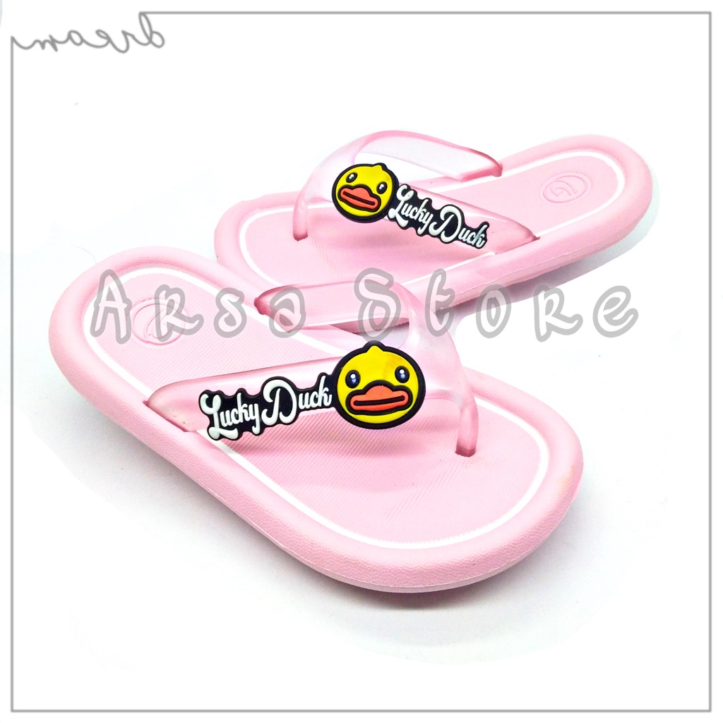 Sandal Jepit Anak Perempuan / Sendal Capit Anak Cewek Motif Bebek Lucu Umur 2 - 8 Tahun Terbaru