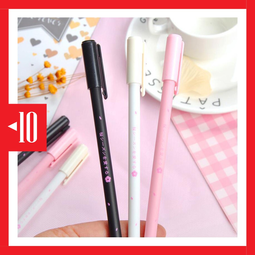 

PP02 pulpen gel karakter 0.5mm jepang bunga sakura japan pink putih hitam