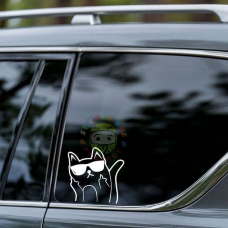 Sticker kucing keren cuting sticker kucing kacamataan 2 variasi ukuran