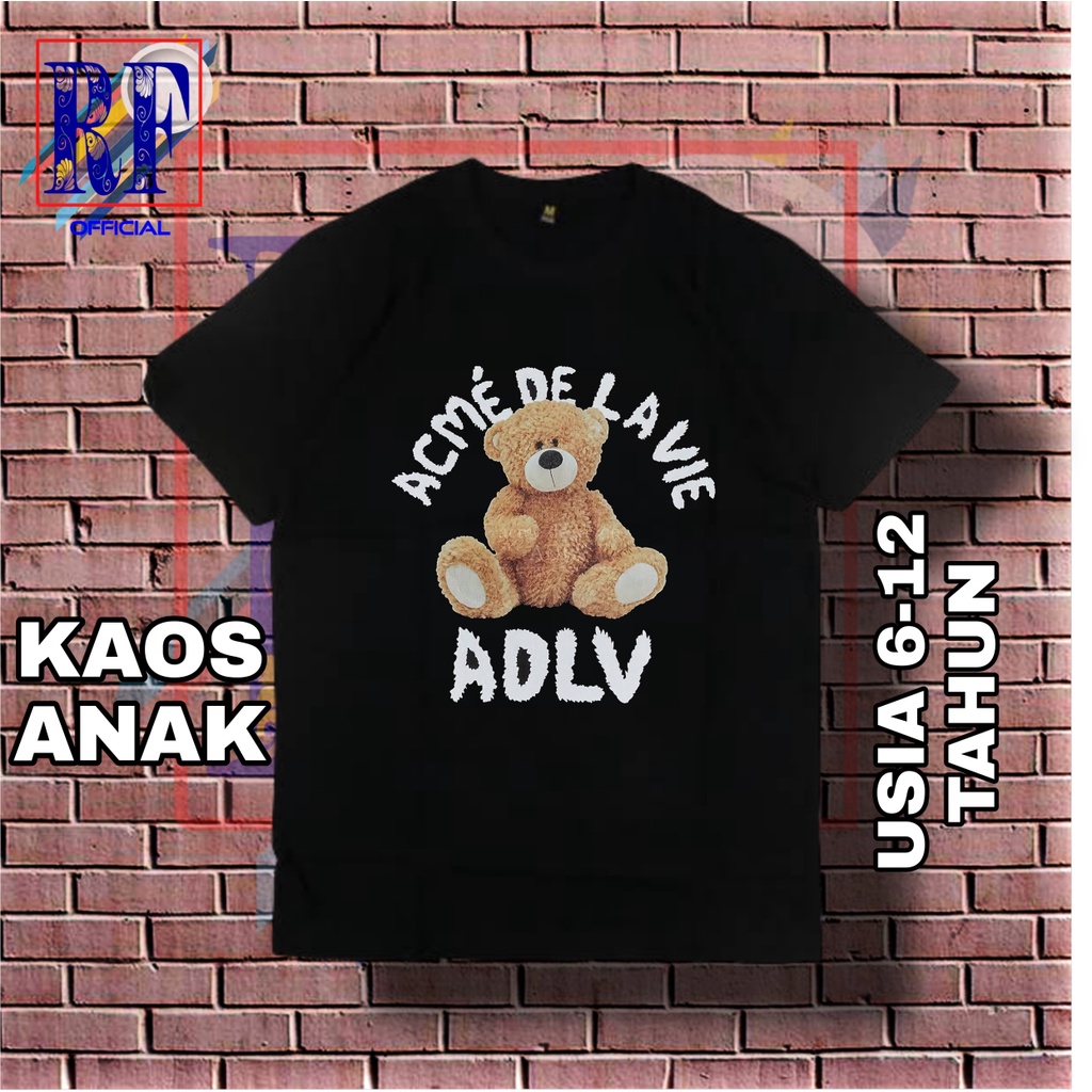 KAOS ANAK MOTIF BERUANG TEDDY BEAR ADLV | BAJU KAOS ANAK TSHIRT ANAK USIA 1 TAHUN SAMPAI 12 TAHUN HI