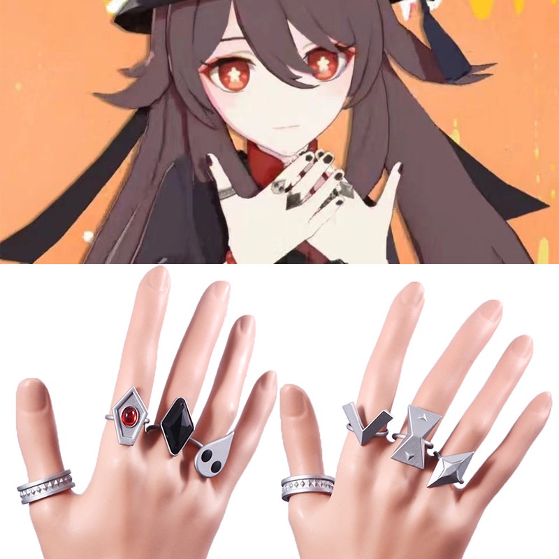 7pcsset Cincin Hutao Genshin Impact Hu Tao Untuk Aksesoris Cosplay