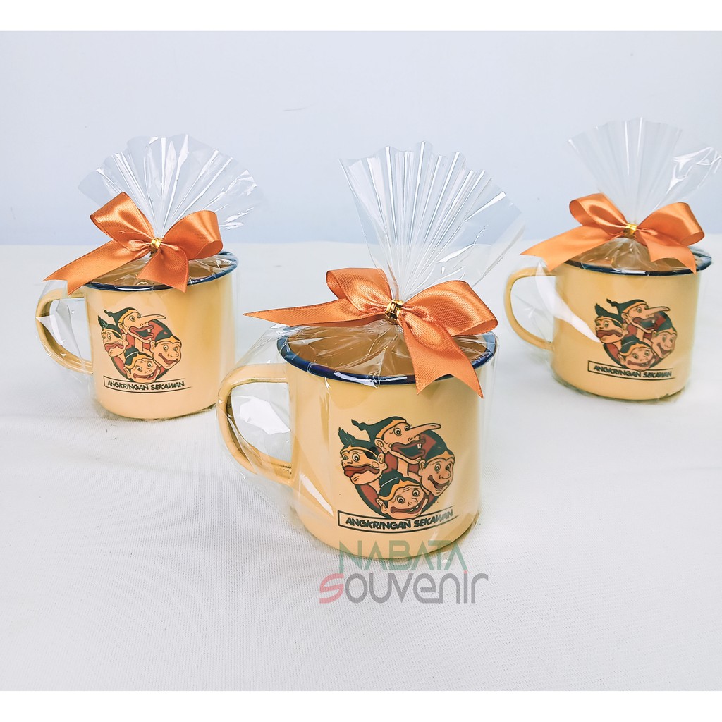 SOUVENIR WEDDING  MUG ENAMEL CUSTOM SABLON/DECAL