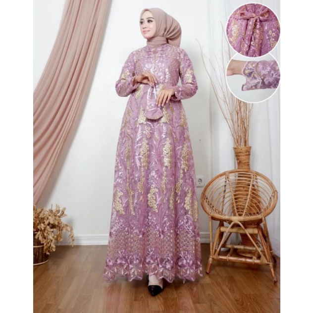 Gamis busui tutok original/gamis tille mutiara original/gamis busui terbaru