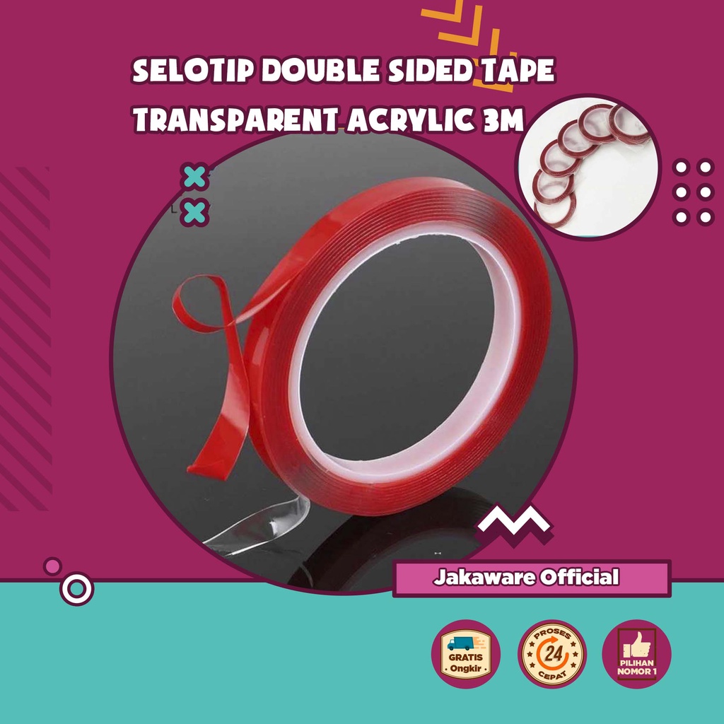 SELOTIP DOUBLE SIDED TAPE TRANSPARENT ACRYLIC 3M PEREKAT LEM SLOTIP STICKER STIKER LAKBAN SERBAGUNA 