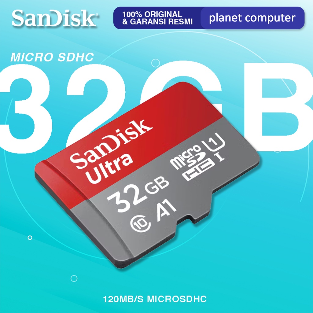 SanDisk Ultra MicroSD 32GB A1 120Mbps MicroSDHC UHS-I Micro SD Resmi