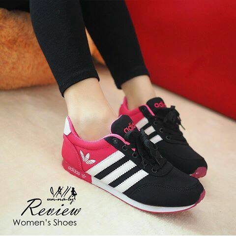 🔥TERBARU🔥SEPATU KETS REPLIKA ADIDAS PINK HITAM TP01 SNEAKERS WANITA KEREN UNIK CANTIK