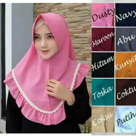 Jilbab instan Khimar rempel renda/ rempel renda/ khimar pet rempel renda/ hijab rempel Khimar