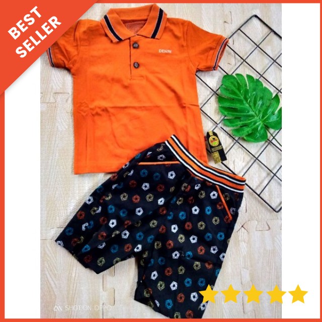 SETELAN ANAK COWOK GUGO KERAH USIA 1-3 TAHUN SIZE 1-3 / SETELAN GUGO KIDS KERAH CELANA KATUN