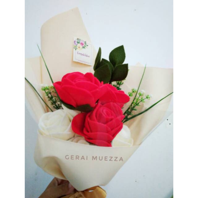 Buket Bunga Mawar / Buket Bunga Mawar Flanel  /Mawar Artifisial / Buket Bunga