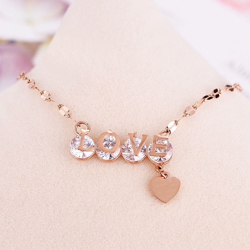 kalung titanium dewasa cantik Asli stainless steel motif love hati