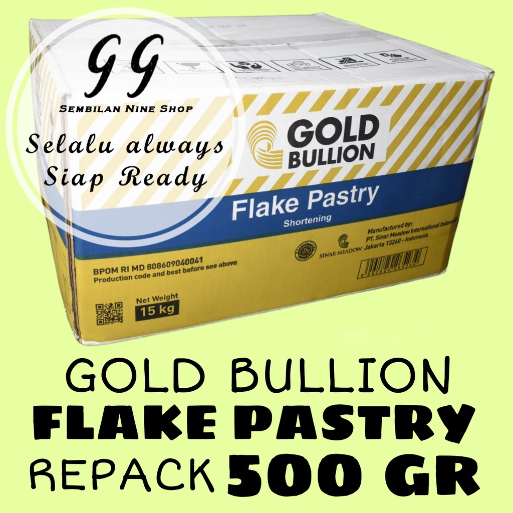 

Gold Bullion FLAKE PASTRY 500 GRAM KORSVET Shortening Lemak Reroti Puff Croissant Halal
