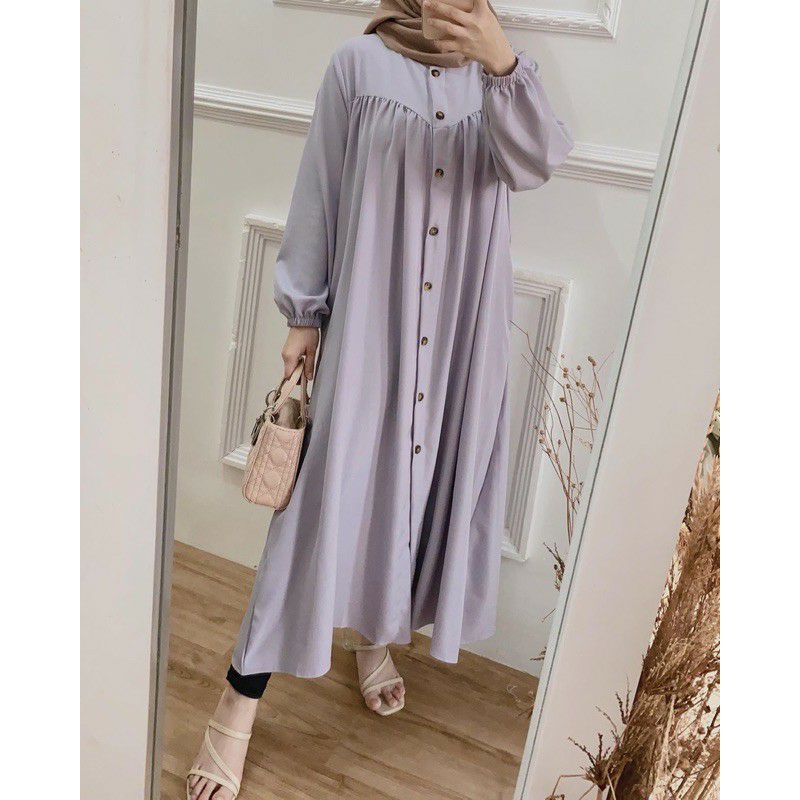 TUNIK LONG MOZYA FULL KANCING DAILY BUSUI WANITA TUNIK MOSCREPE