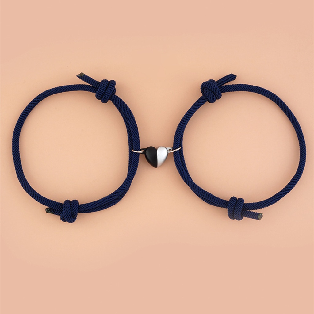 Hu Hu Hu Hu Hu Alat Bantu Pasang Kacamata♡ 2pcs / Set Gelang Tali Magnetik Liontin Hati Tahan Pudar Untuk Pasangan