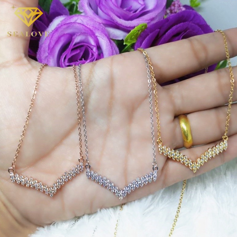 SEALOVE Kalung Fuji Mata Diamond Kalung Wanita Korea Terbaru Kalung Titanium Asli Anti Karat Tidak Luntur Perhiasan Aksesoris