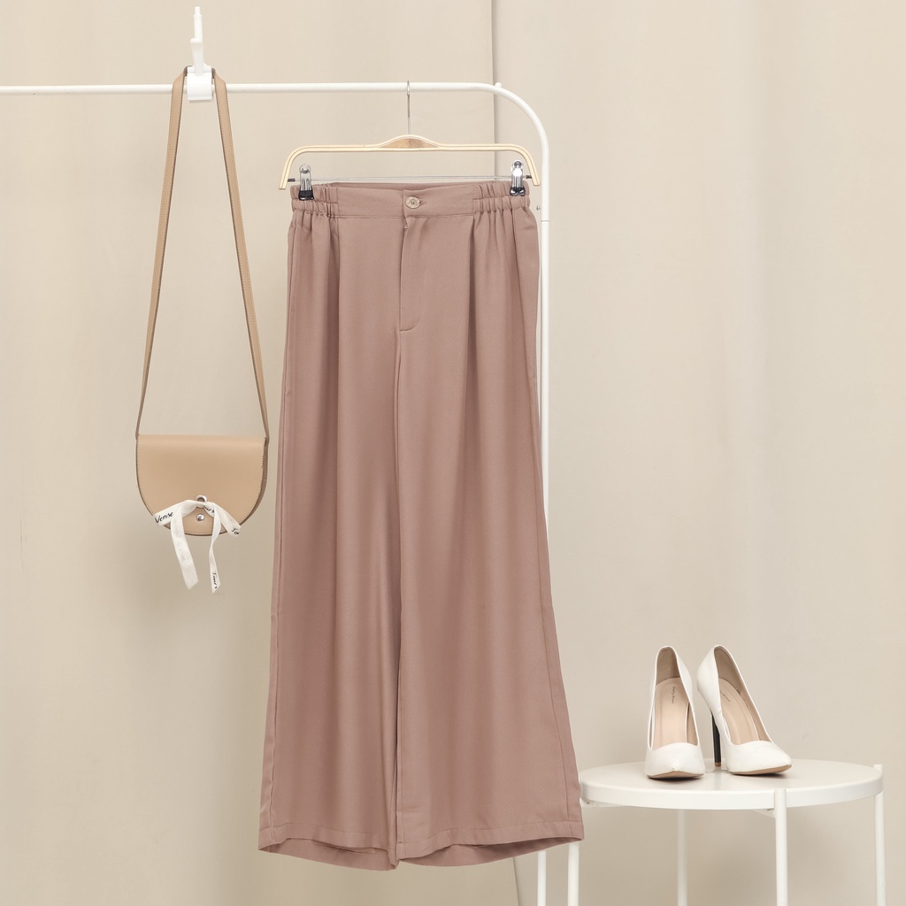 Celana Rok bawahan wanita cutbray kulot shakila with zipper ootd hijab kekinian-Bronze