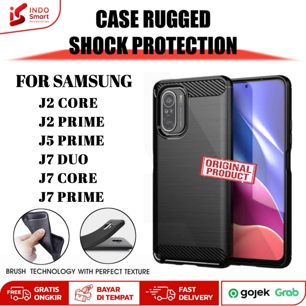 Softcase Samsung Galaxy J2 J5 J7 Duo Core Prime Casing Ipaky Carbon Fiber Matte Silicon Rugged Armor