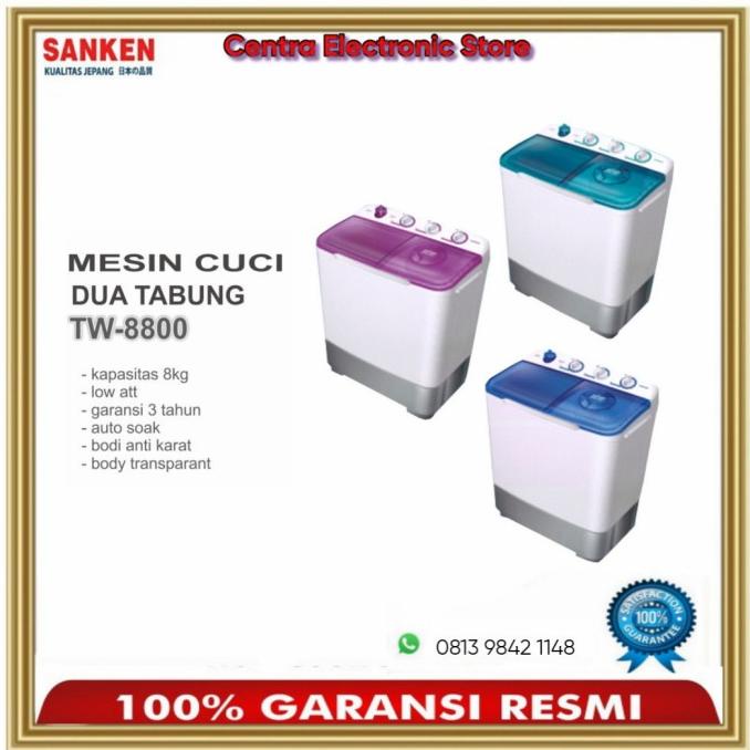 MESIN CUCI SANKEN TW 8800 7KG 2 TABUNG TW8800 7 KG