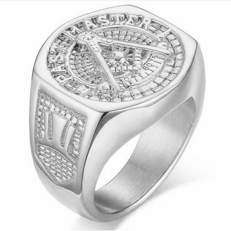 SEUSUK  Cincin Freemason Bahan Titanium Steel Warna Emas untuk Pria