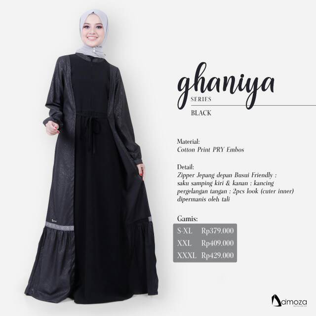 Gamis Katun Original DAMOZA GHANIYA Hitam