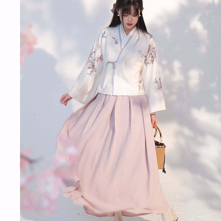 Hanfu female student ancient costume daily style business attire fresh and improved cross collar wai