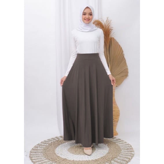 Rok Payung Panjang Wanita Rok Lebar-Coffee