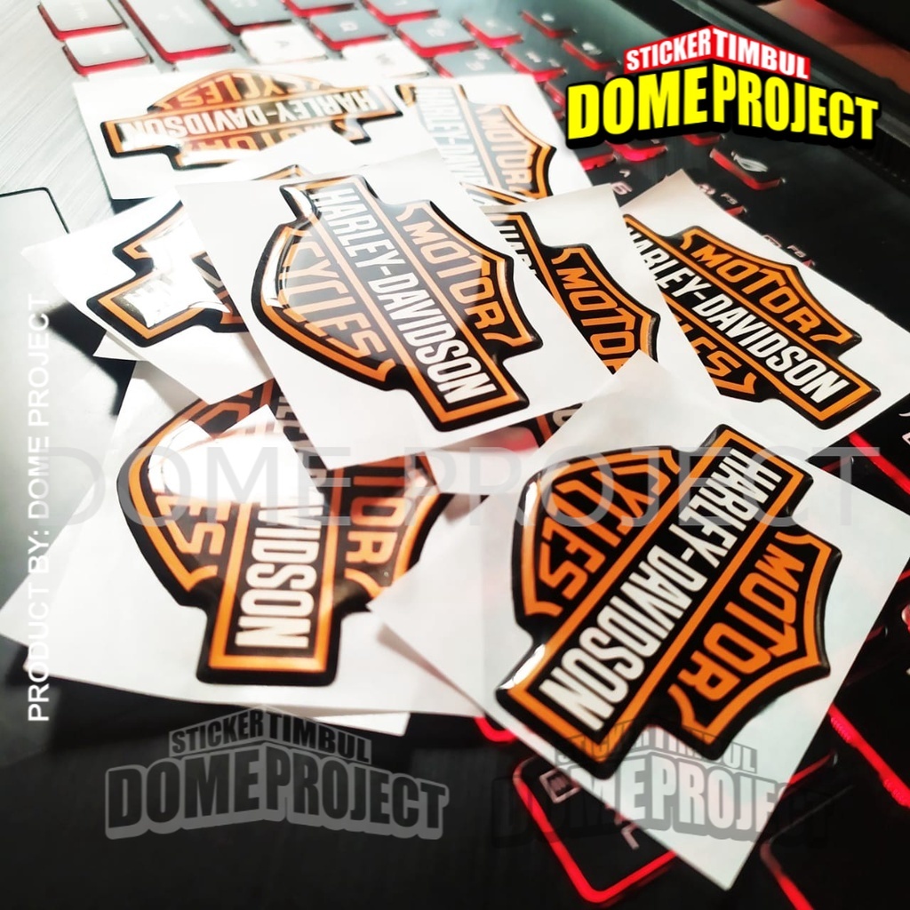 STIKER MOTOR TIMBUL LOGO MOTOR HARLEY DAVIDSON TIMBUL 3D RESIN LENTUR KEREN AESTHETIC WATERPROOF