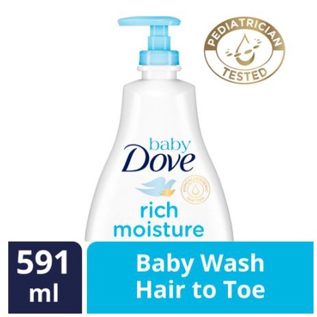 ☘️Yuri Kosmetik☘️ Baby Dove Hair To Toe Baby Wash Rich Moisture Pump 591ml