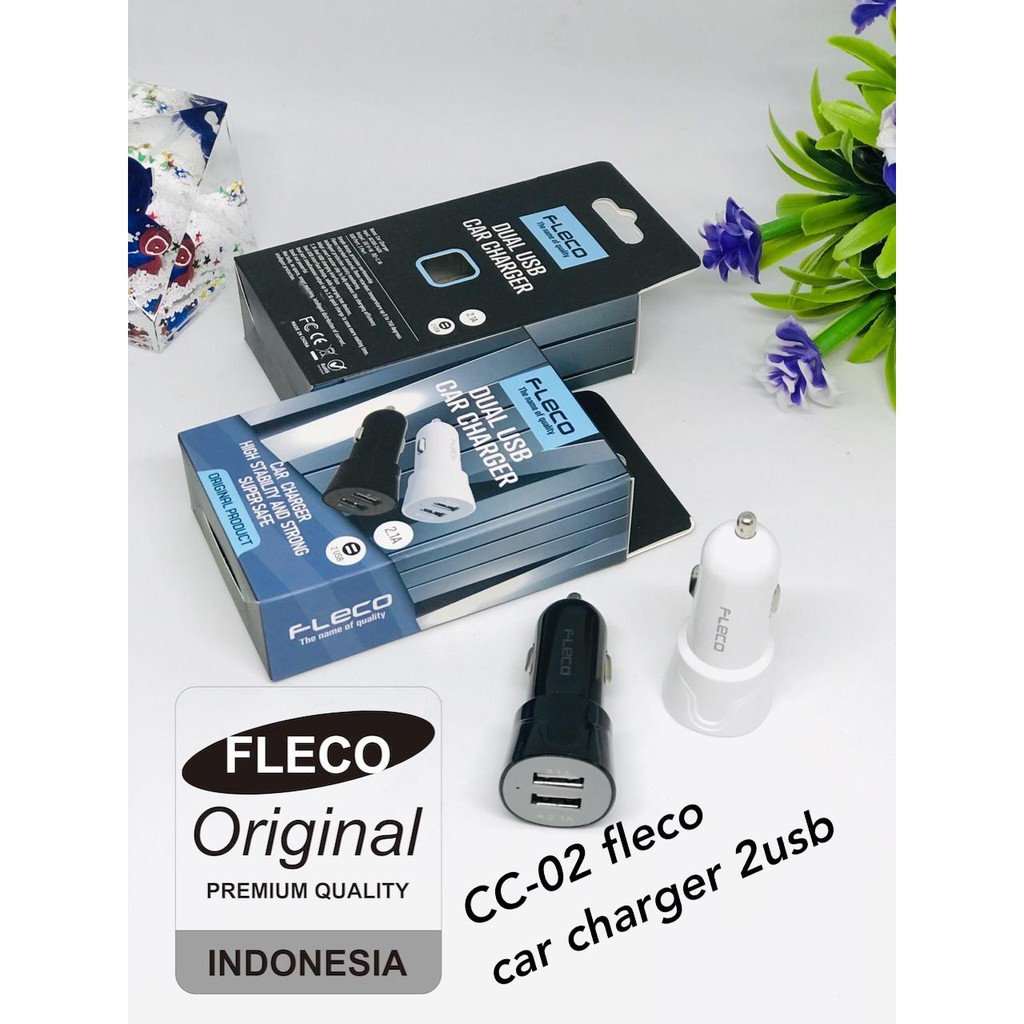 SAVER CHARGER MOBIL FLECO CC-01 2USB 2.1A CAR CHARGER ORIGINAL