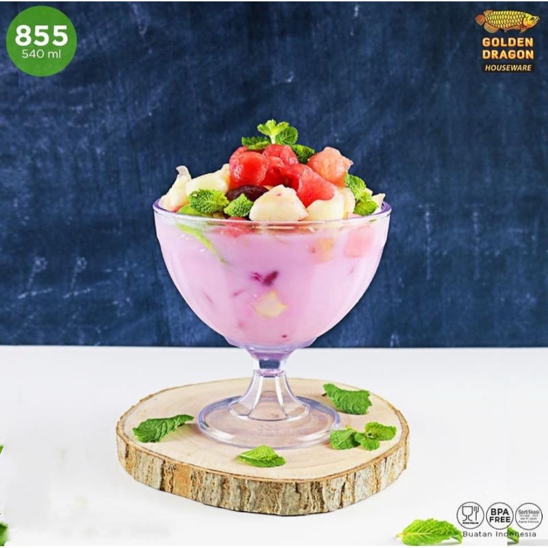 Ready stockGelas Melamin es teler/es krim/es campur bening Golden Dragon