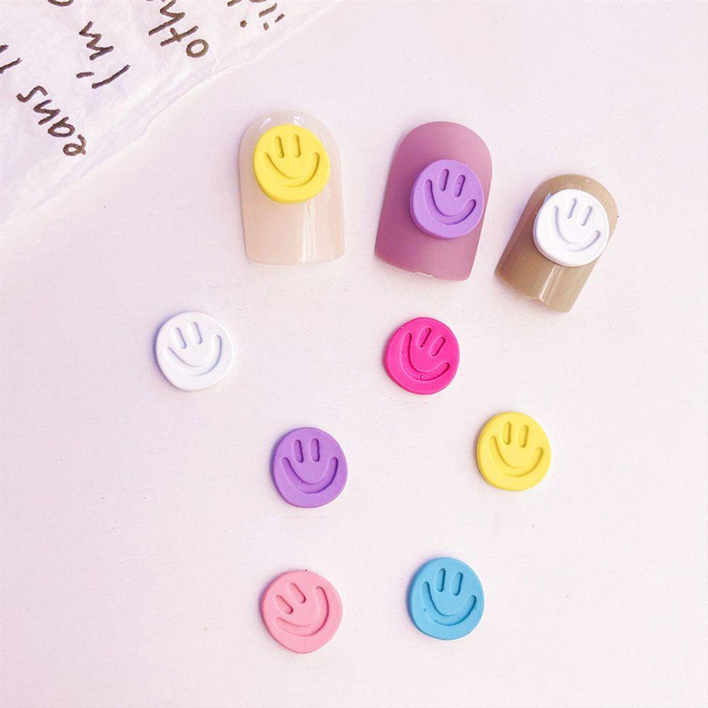 NEEDWAY Perhiasan Kuku Wajah Senyum Jepang Lucu Smiley Buttons Hiasan Kuku DIY