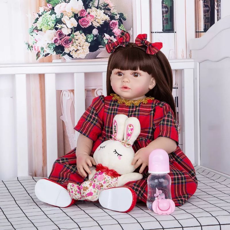 Boneka Reborn FULL Silikon 60 cm Premium Sangat Cantik Original Rambut Lurus Keriting