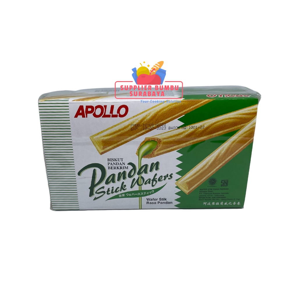 Apollo Stick Wafer Chocolate Strawberry Pandan Box 24 pcs