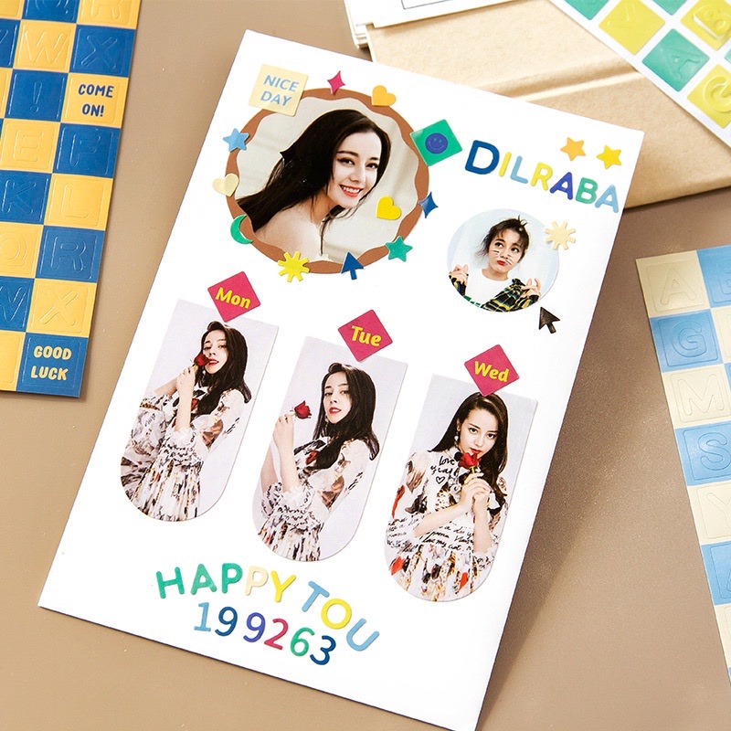 (Its Pico) 4 Pc Stiker Alfabet Warna Warni Checkboard Aeshtetic untuk Scrapbook DIY