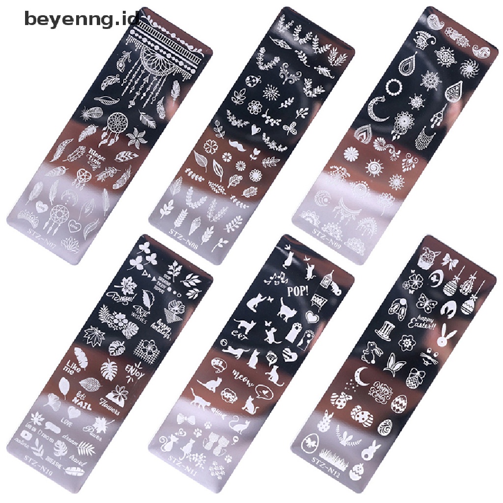 Template Stamping Kuku Bentuk Bunga Geometri Bahan Stainless Steel Untuk Dekorasi Nail Art