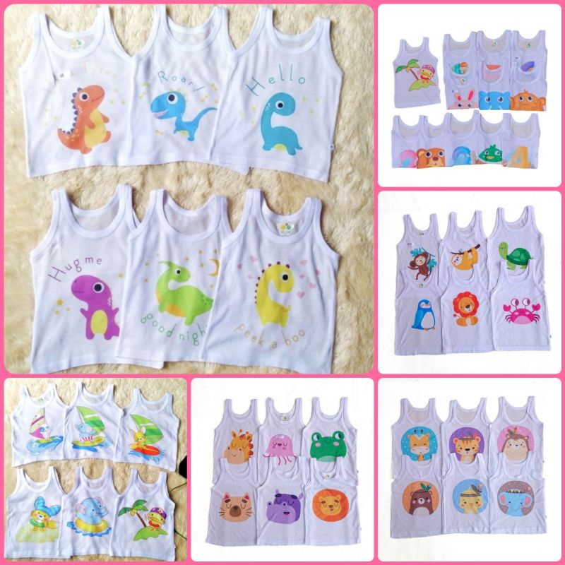 SINGLET MOTIF / SINGLET BAYI / SINGLET ANAK / KAOS DALAM ANAK