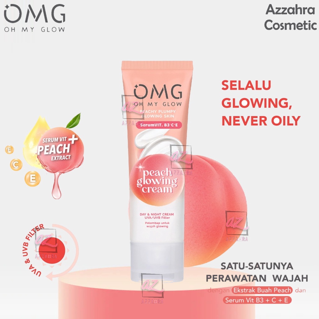 OMG Oh My Glow Peach Glowing Cream 25gr | Moisturizer Pelembab Wajah Untuk Wajah Lebih Cerah &amp; Glowing