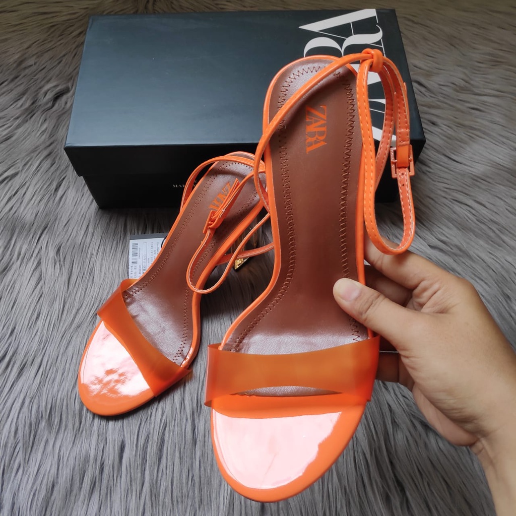 SANDAL WANITA ZS-3620 HIGH-HEEL METHACRYLATE 10CM ORANGE