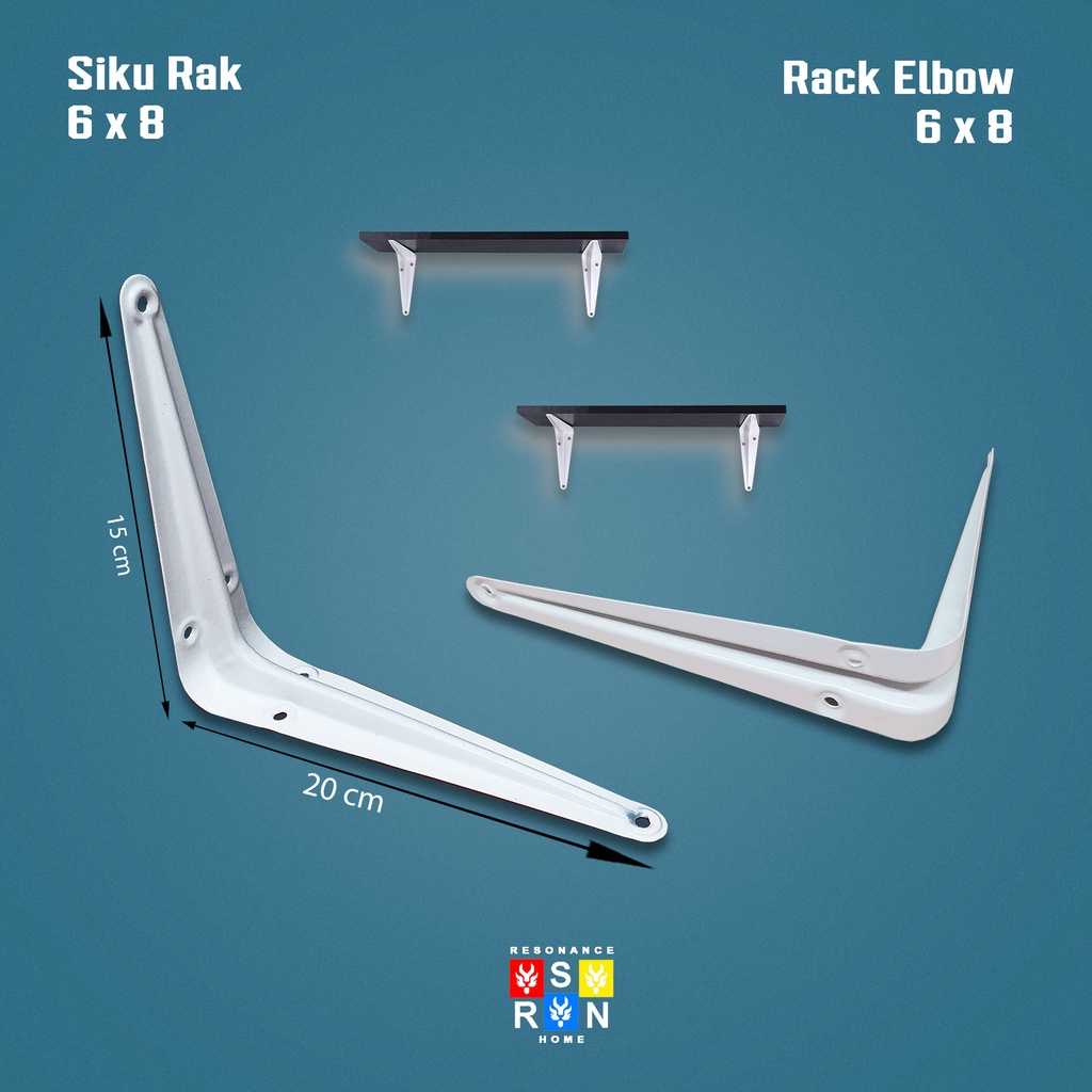 Siku Rak Besi L Putih Uk. 6x8 Inch l Shelf Bracket l Penyangga Ambalan Resonance Home