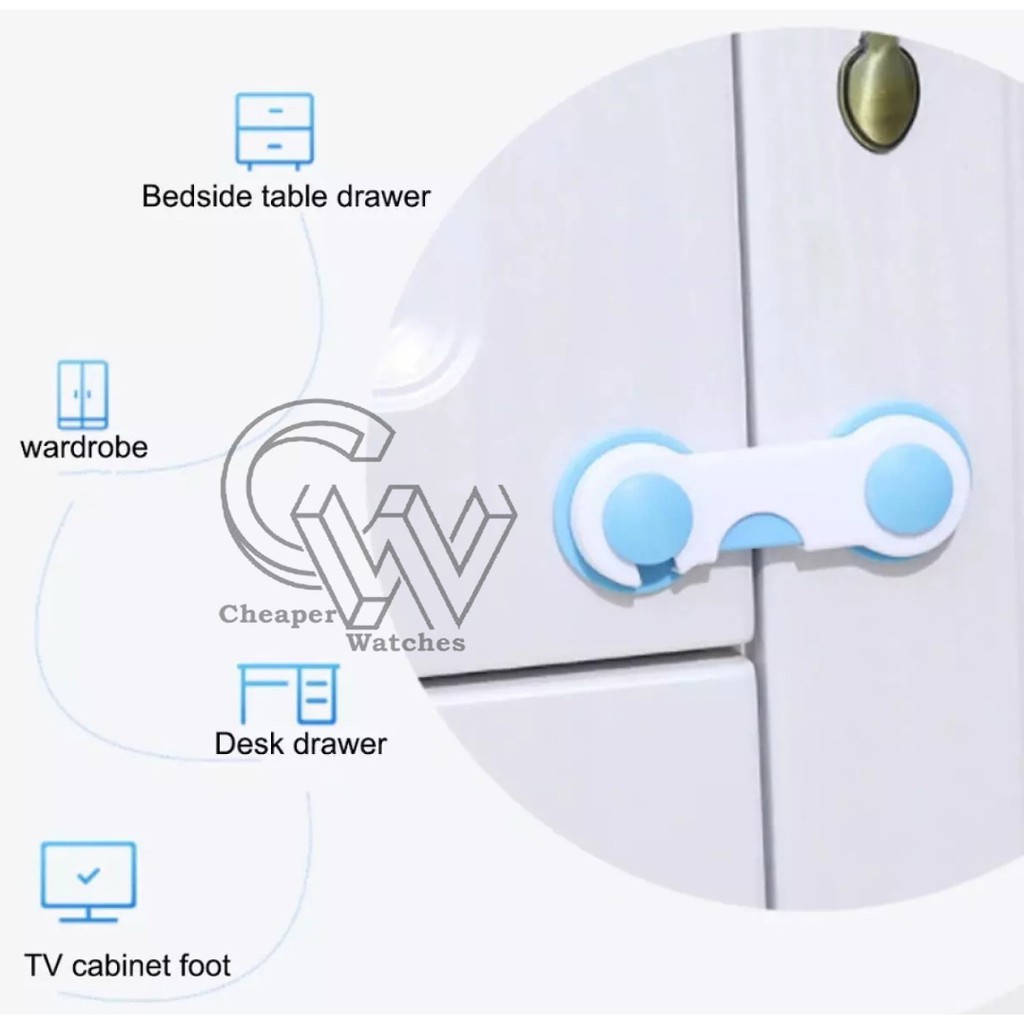 Cheaper-Kunci Pengaman Pintu Jendela Safety Baby Locker Lock Lemari Laci Kulkas Microwave