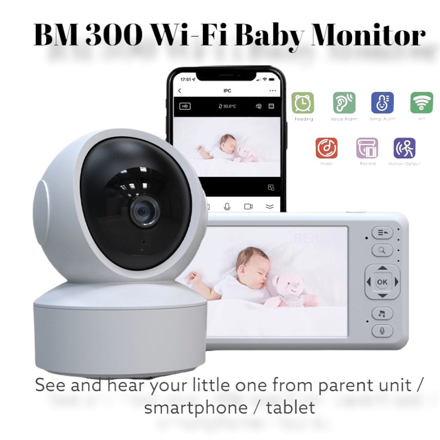 KURU BM300 5.0&quot; Smart Video Audio Wi-Fi Baby Monitor with 360 PTZ Rotation (MBS)