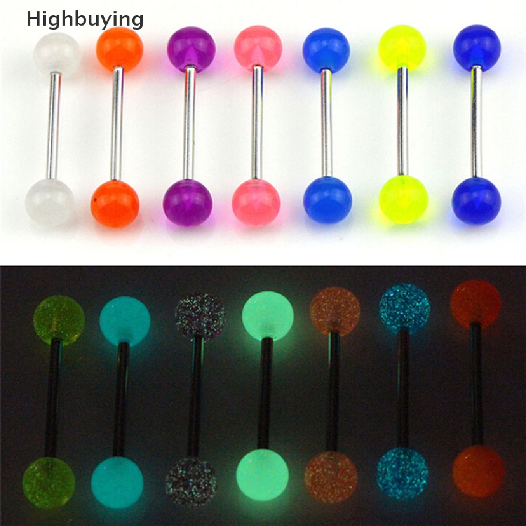 Hbid 7PCS / Set Anting Tindik Lidah / Tubuh Bentuk Barbel Glow In The Dark Glory