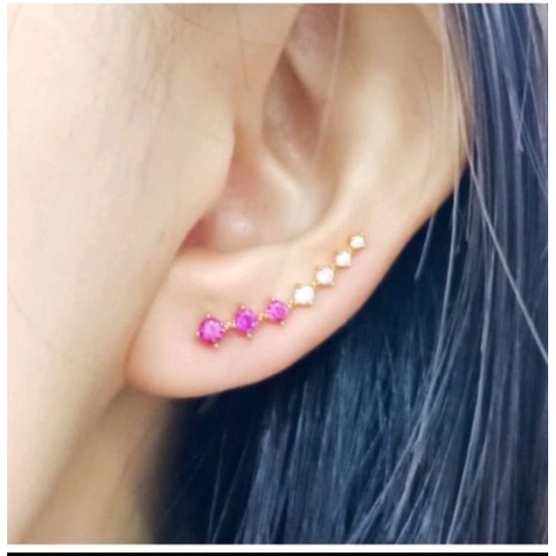 anting jepit warna panjang elegant emas asli
