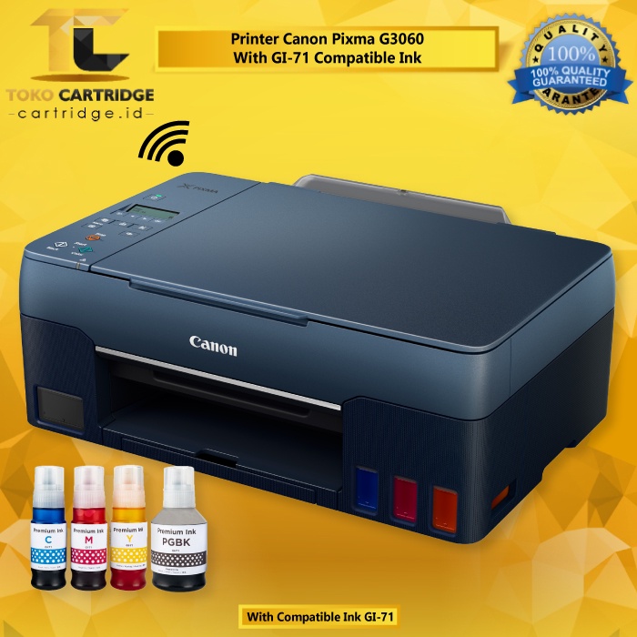 Printer Canon PIXMA Ink Efficient G3060 G 3060 Print Scan Copy Wireless Tinta Canon GI71 GI-71 GI 71